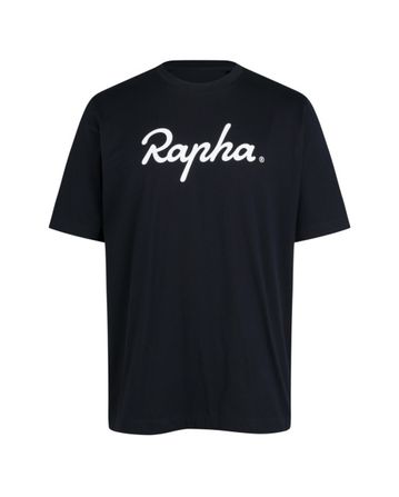 Rapha Mens Cotton T-Shirt Large Logo Black/Black